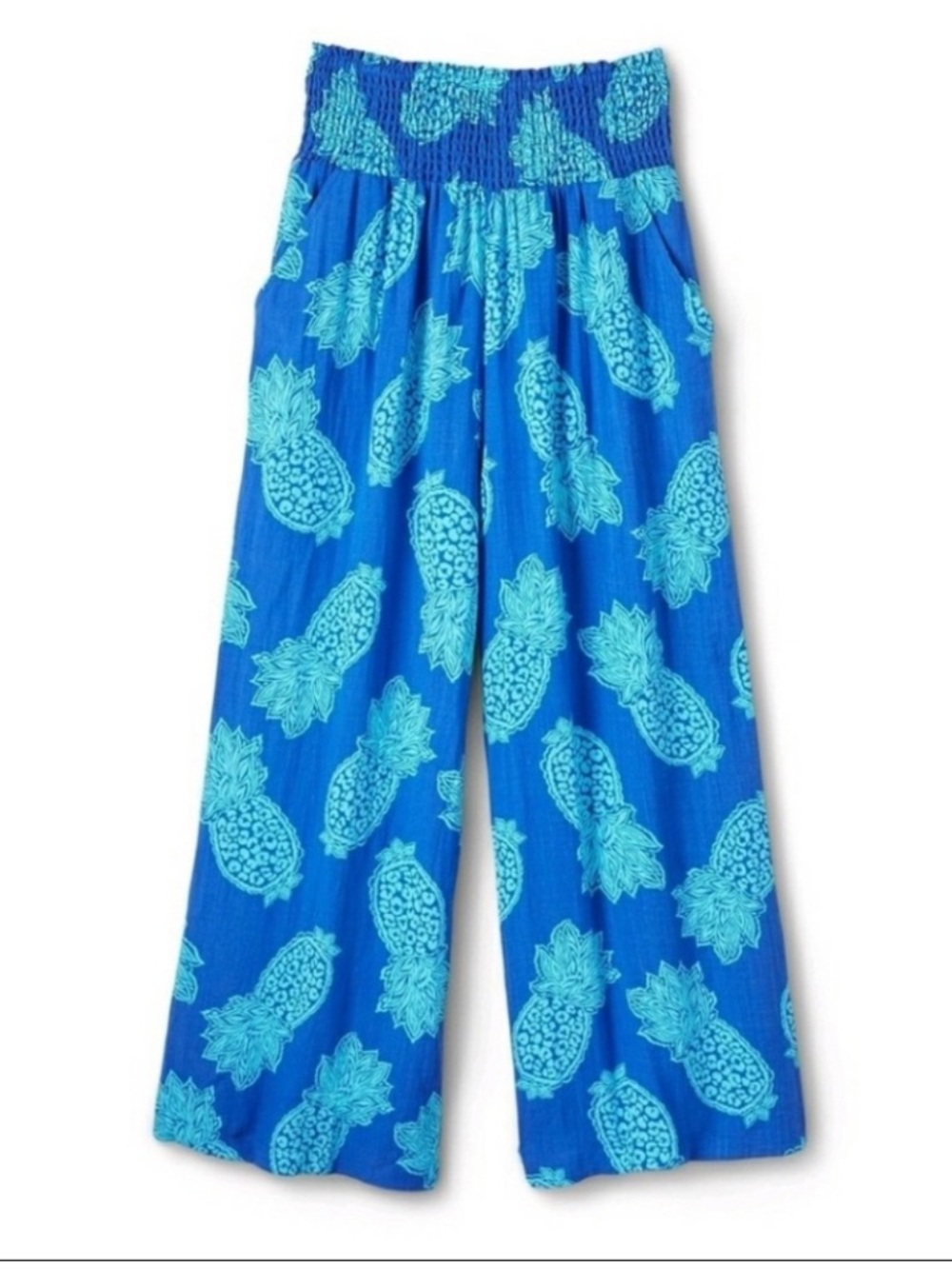 Tabitha Brown Blue Pineapple Print Summer Pants